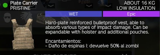 Plate Carrier con Daño de espinas I (devuelve 50 % al zombi)